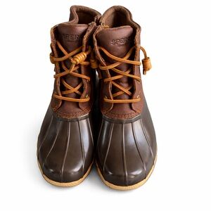 Sperry Brown Leather Duck Boots | Waterproof Lace-Up Ankle Boots